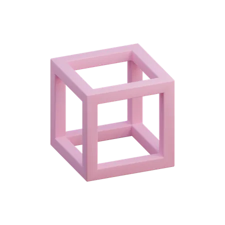 Abstract 3 D Cube Outline 3D Icon