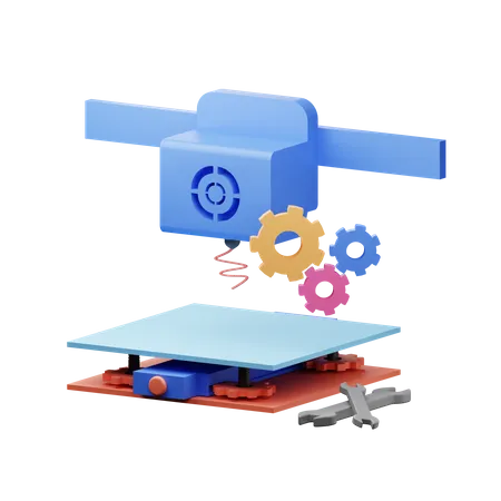 3 D Printer Setting  3D Illustration