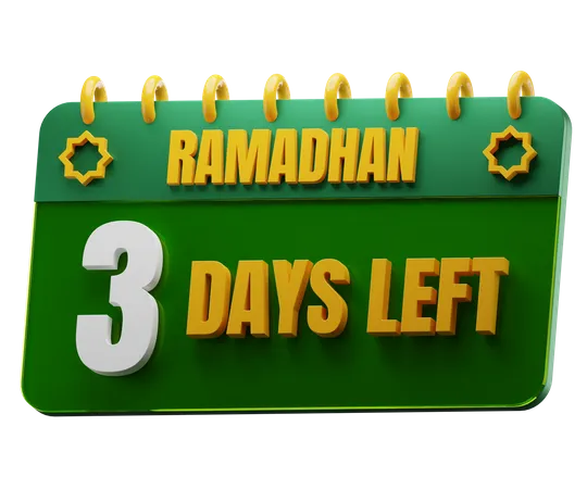 3 Days Left to Ramadan  3D Icon