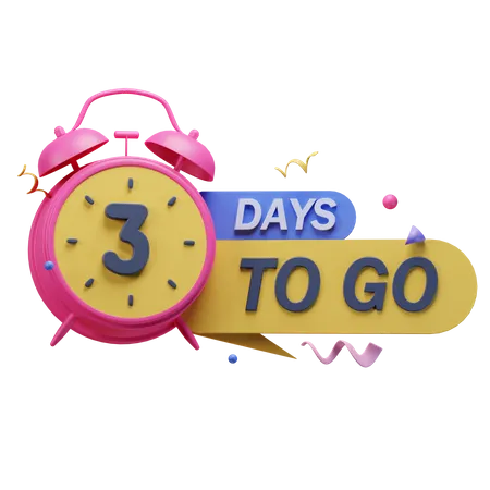 3 Days To Go  3D Icon