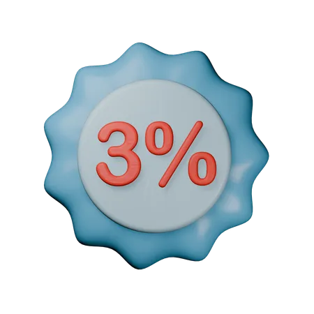 3% Discount Badge  3D Icon