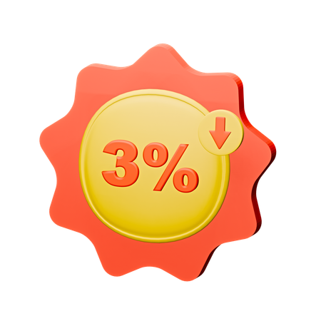 3%割引バッジ  3D Icon