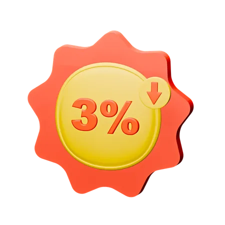 3% Discount Badge  3D Icon