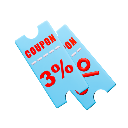 3% 할인 쿠폰  3D Icon