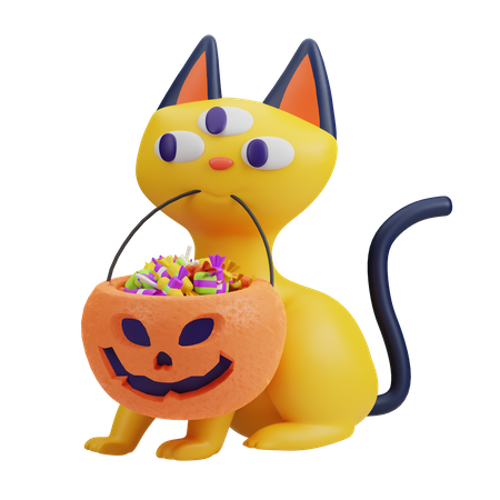 3 Eyed Cat  3D Illustration