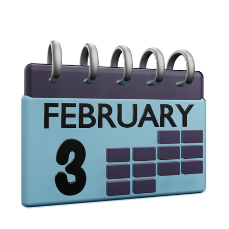 Calendario del 3 de febrero  3D Icon