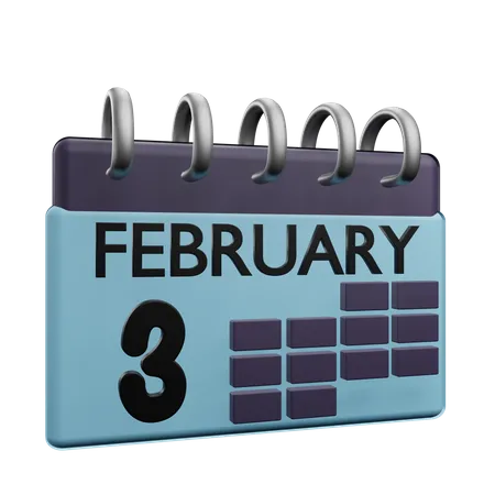 Calendario del 3 de febrero  3D Icon