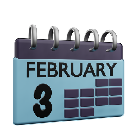 3. Februar Kalender  3D Icon