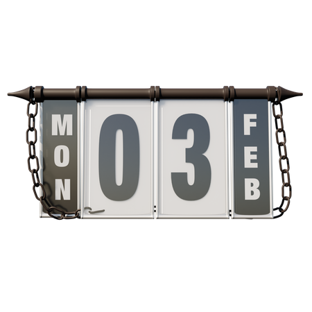 3. Februar Montag  3D Illustration