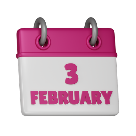 3 February  3D Icon