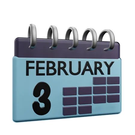 3 February Calender  3D Icon