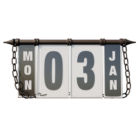 3. Januar Montag  3D Illustration