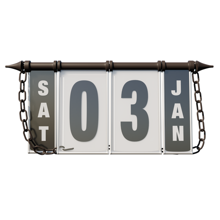 03. Januar Samstag  3D Illustration