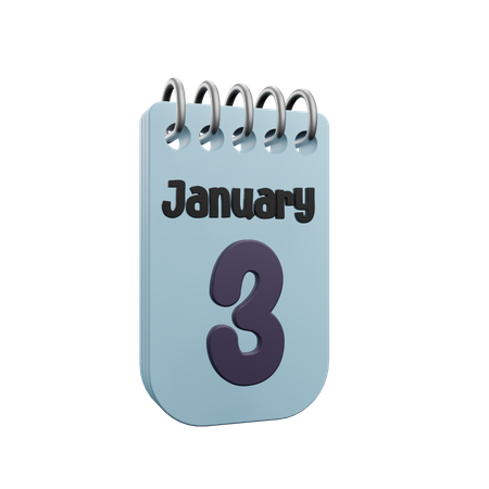 3 January Calender  3D Icon