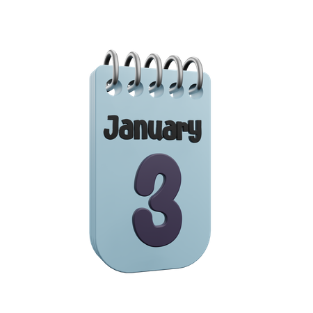 Calendrier du 3 janvier  3D Icon