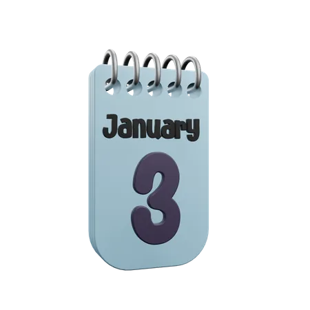 Calendrier du 3 janvier  3D Icon