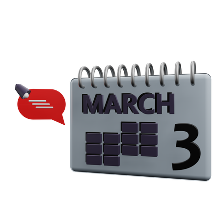 3. März Kalender  3D Icon