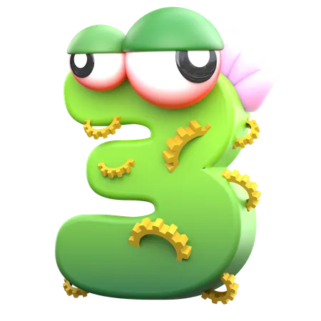 3 Monster Number  3D Icon