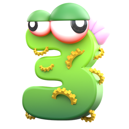 3 Monster Number  3D Icon