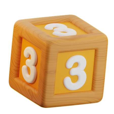 3 Number Block  3D Icon