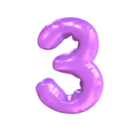 3 numero  3D Icon