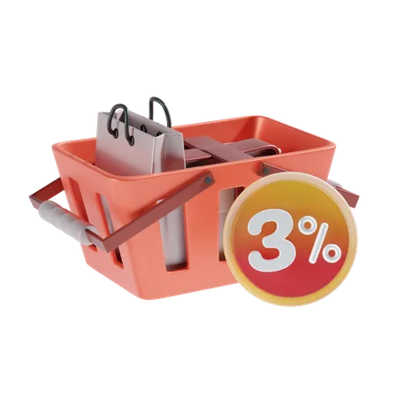 3 Percent Off 3 D Icon Illustratrion 3D Icon