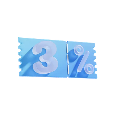 3 Percent Off 3 D Icon Illustratrion 3D Icon