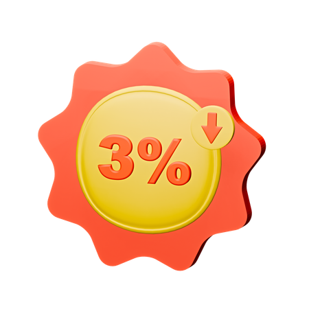 3% Rabatt-Abzeichen  3D Icon