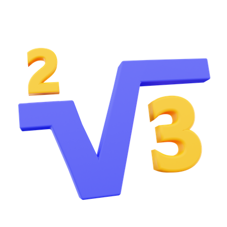 3 Under Root Square  3D Icon