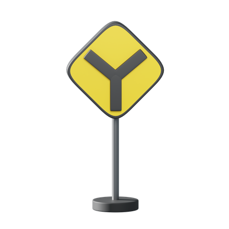 3 Way Intersection Ahead  3D Illustration