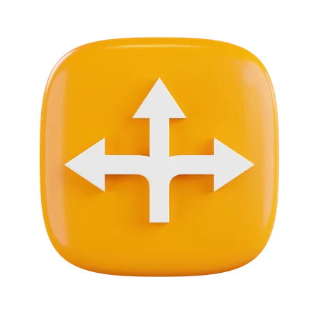 3 Way Intersection Ahead  3D Icon