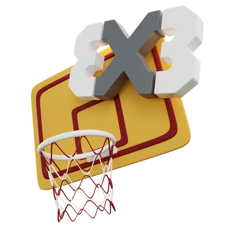 3 X 3 Basketball 3D Illustration