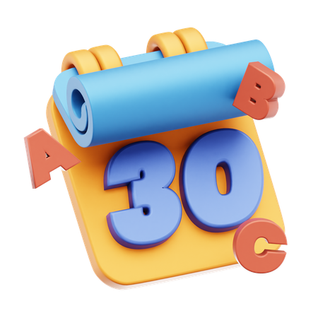 日付 30  3D Icon