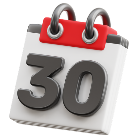 달력 날짜 30  3D Icon