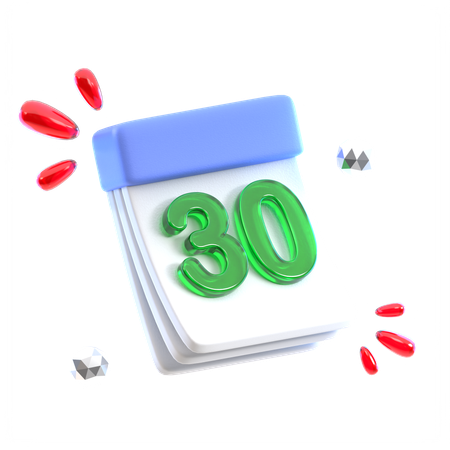 カレンダーの日付 30  3D Icon
