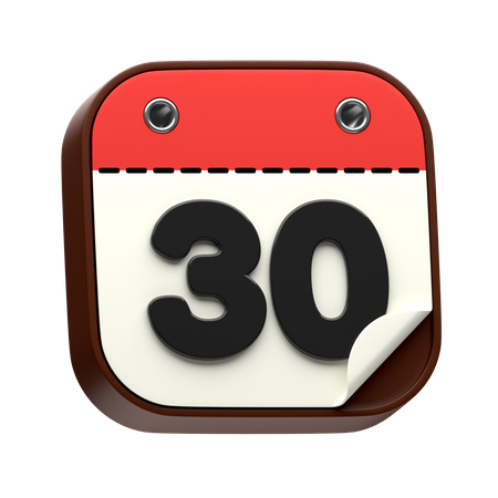 カレンダーの日付 30  3D Icon