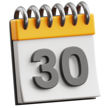 カレンダーの日付 30  3D Icon