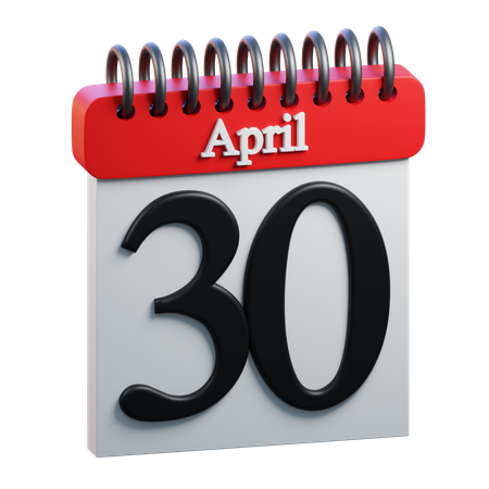 30 April Calendar  3D Icon