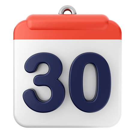 Calendario número 30  3D Icon