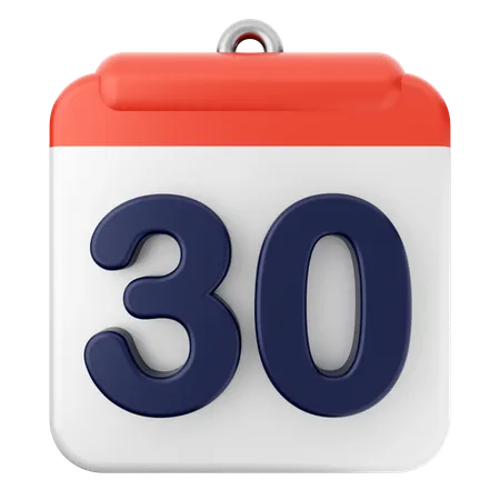 Calendario número 30  3D Icon