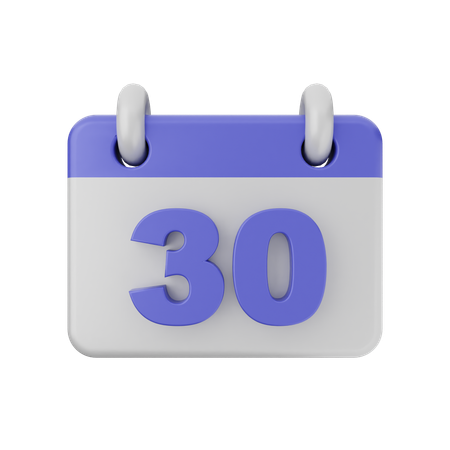 Calendário de 30 datas  3D Icon