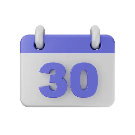 Calendário de 30 datas  3D Icon