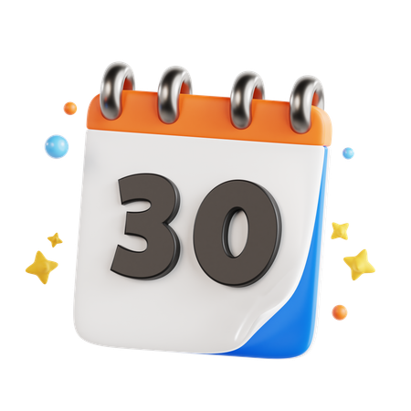 30 Date  3D Icon