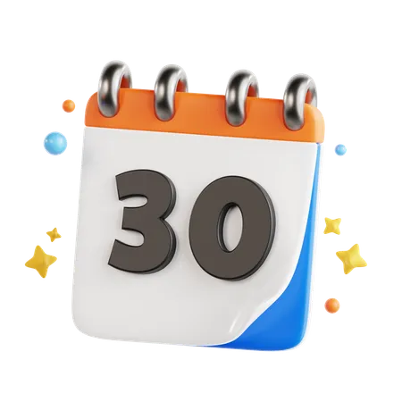 30 Date  3D Icon