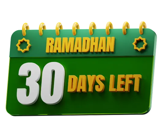 30 Days Left to Ramadan  3D Icon