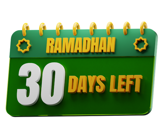 30 Days Left to Ramadan  3D Icon
