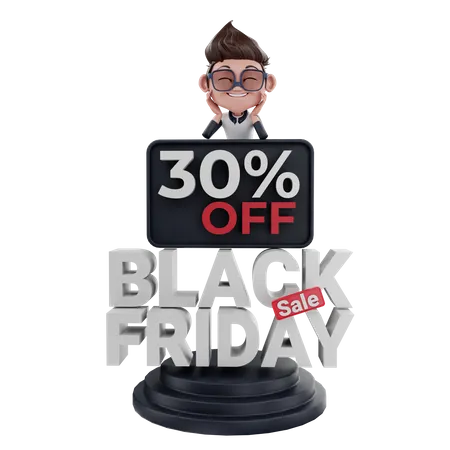 30% de desconto na promoção da Black Friday  3D Illustration