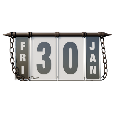 30. Januar Freitag  3D Illustration