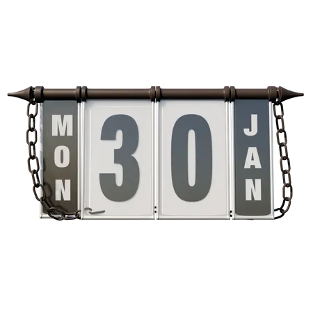 30. Januar Montag  3D Illustration