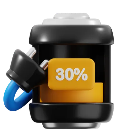 30 Percent Battery  3D Icon